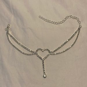 Heart anklet with rhinestones